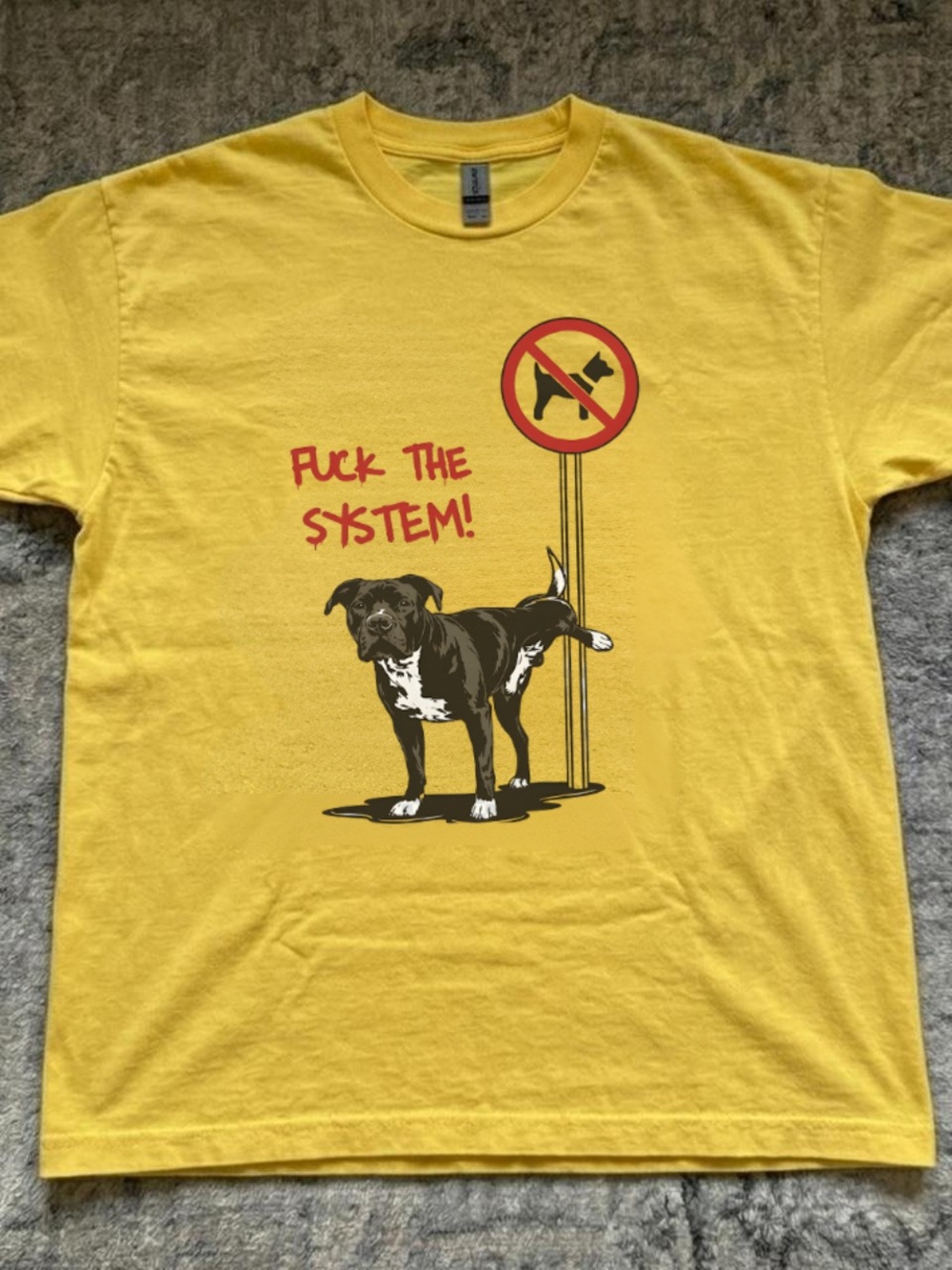 Gildan Yellow Graphic Tee with Black Dog Print